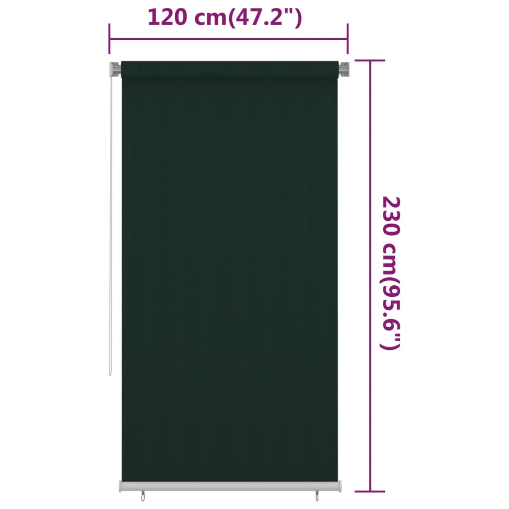 Rolgordijn voor buiten 125(B)x230(H) cm HDPE donkergroen