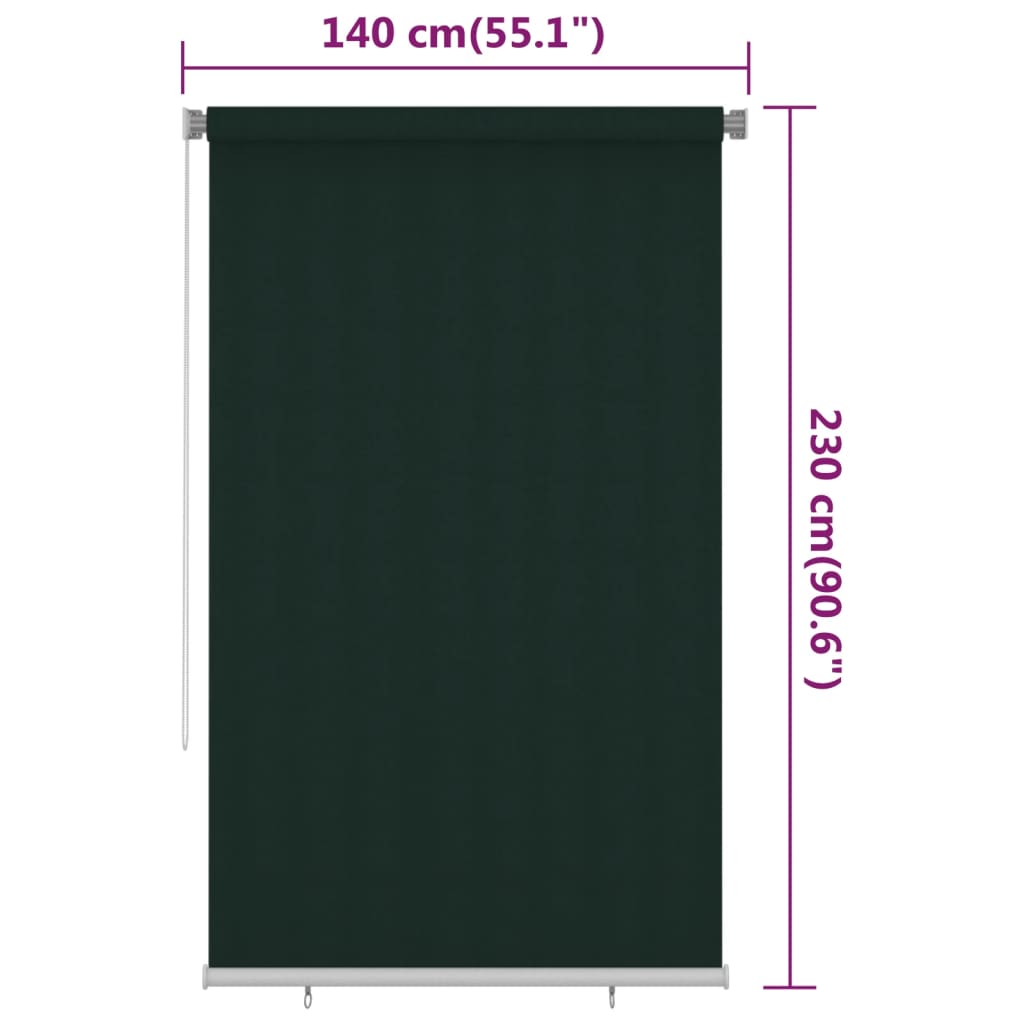 Rolgordijn voor buiten 145(B)x230(H) cm HDPE donkergroen