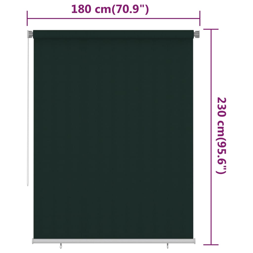 Rolgordijn voor buiten 185(B)x230(H) cm HDPE donkergroen