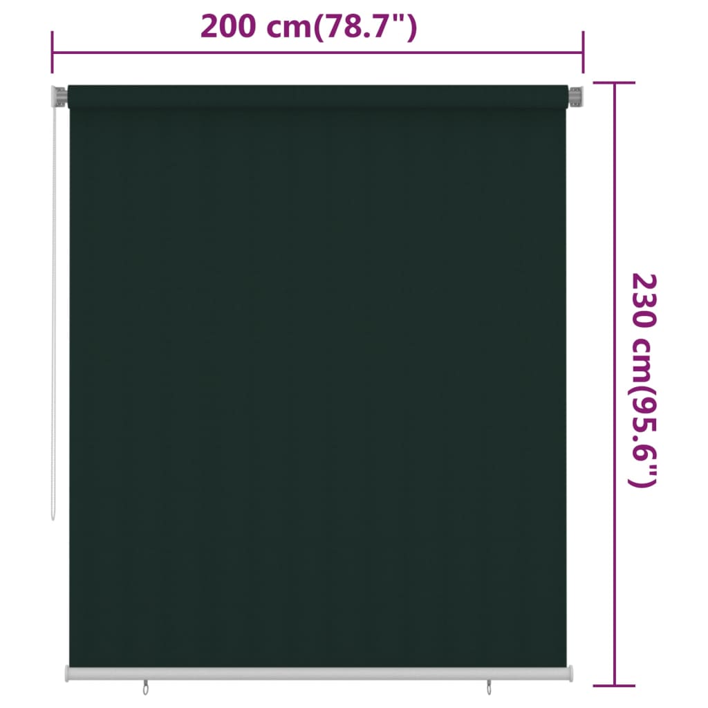 Rolgordijn voor buiten 205(B)x230(H) cm HDPE donkergroen