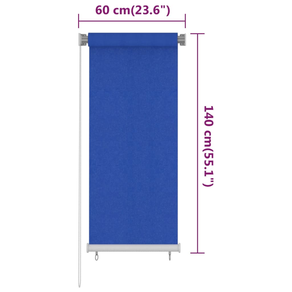 Rolgordijn voor buiten 65(B)x140(H) cm HDPE blauw