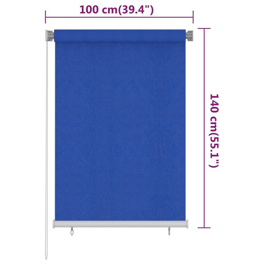 Rolgordijn voor buiten 105(B)x140(H) cm HDPE blauw