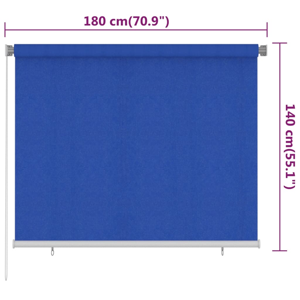 Rolgordijn voor buiten 185(B)x140(H) cm HDPE blauw