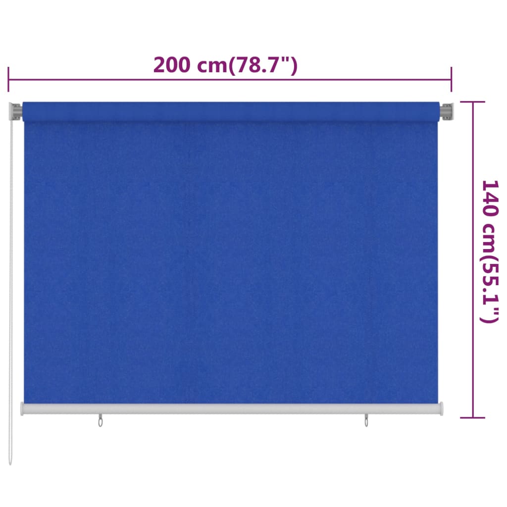 Rolgordijn voor buiten 205(B)x140(H) cm HDPE blauw