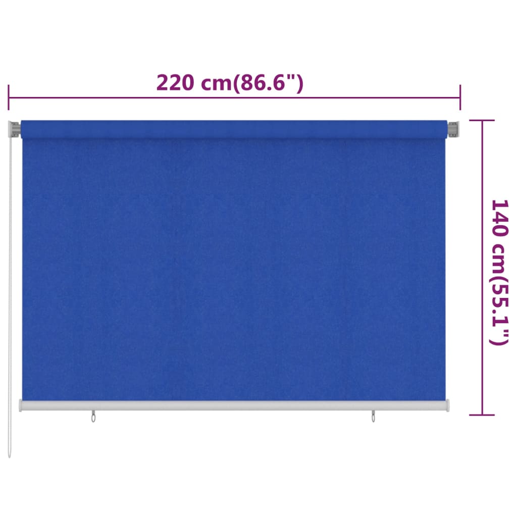Rolgordijn voor buiten 225(B)x140(H) cm HDPE blauw