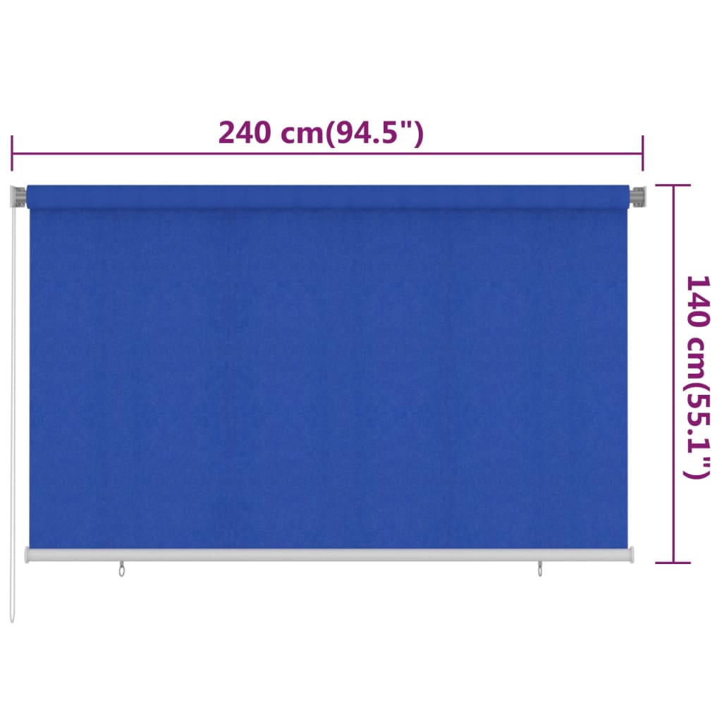 Rolgordijn voor buiten 245(B)x140(H) cm HDPE blauw
