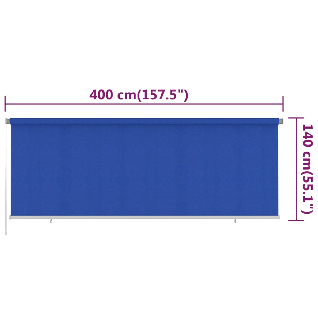Rolgordijn voor buiten 405(B)x140(H) cm HDPE blauw