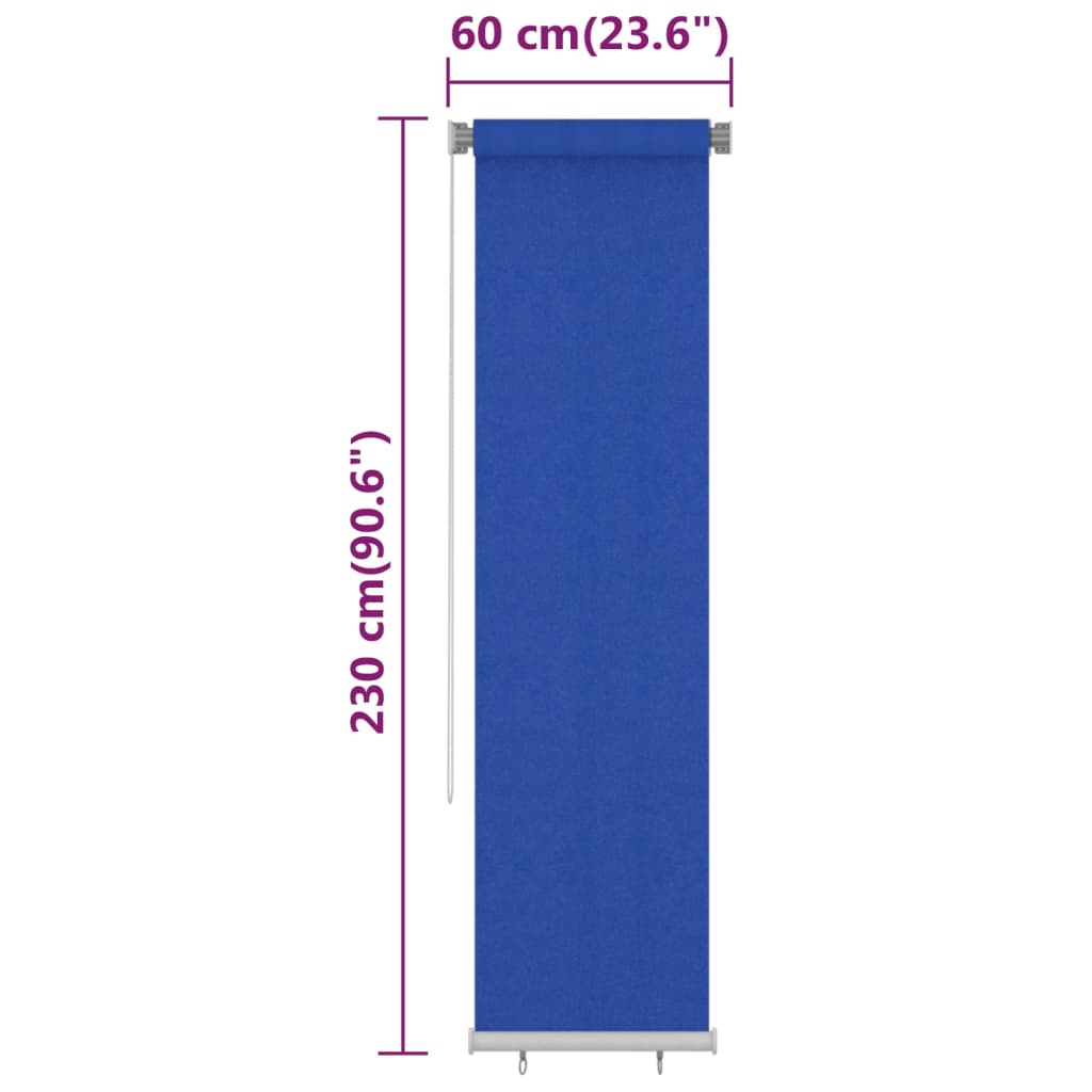 Rolgordijn voor buiten 65(B)x230(H) cm HDPE blauw