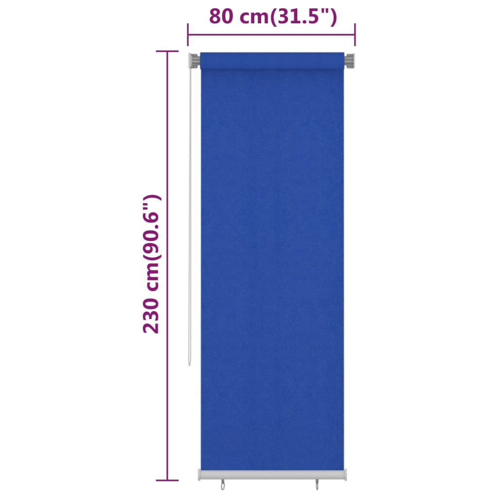 Rolgordijn voor buiten 85(B)x230(H) cm HDPE blauw