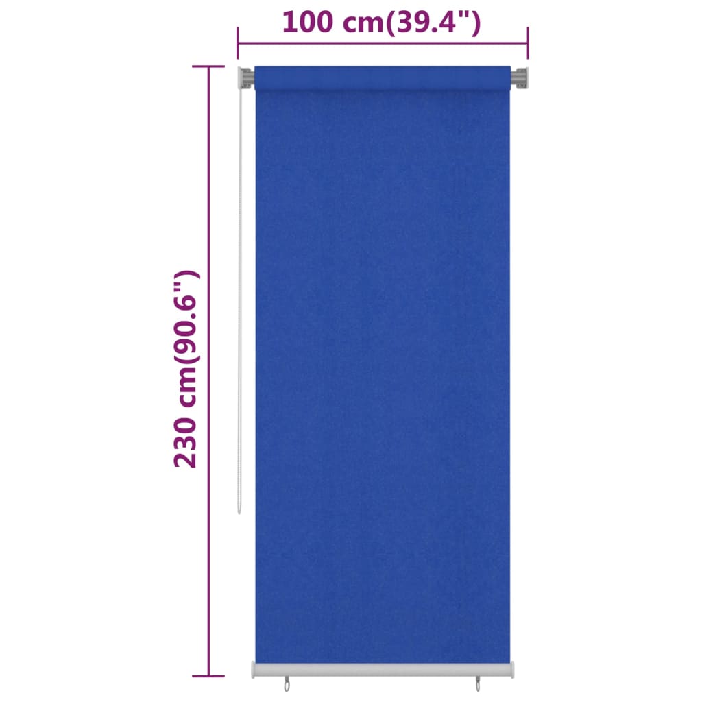 Rolgordijn voor buiten 105(B)x230(H) cm HDPE blauw