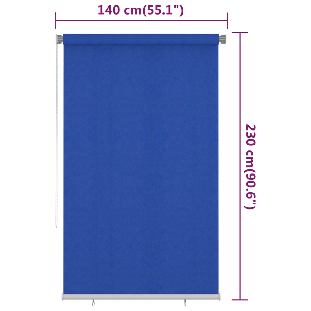 Rolgordijn voor buiten 145(B)x230(H) cm HDPE blauw