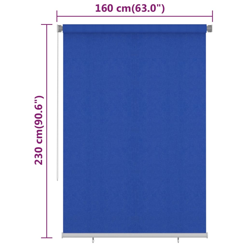 Rolgordijn voor buiten 165(B)x230(H) cm HDPE blauw