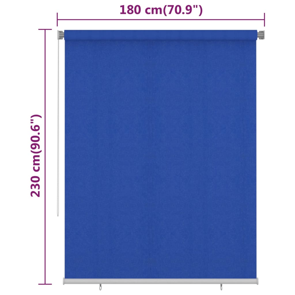 Rolgordijn voor buiten 185(B)x230(H) cm HDPE blauw