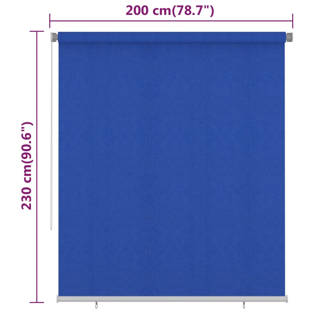 Rolgordijn voor buiten 205(B)x230(H) cm HDPE blauw