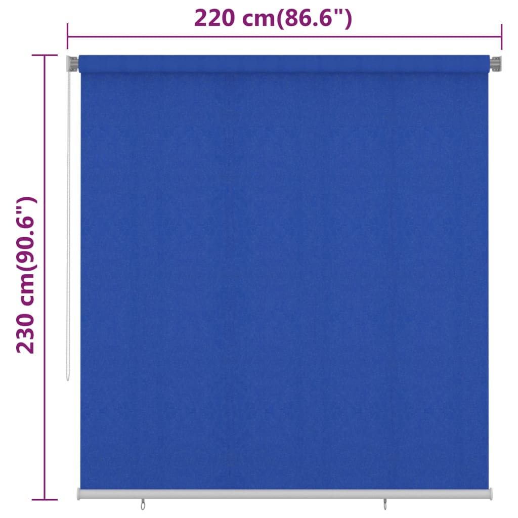 Rolgordijn voor buiten 225(B)x230(H) cm HDPE blauw