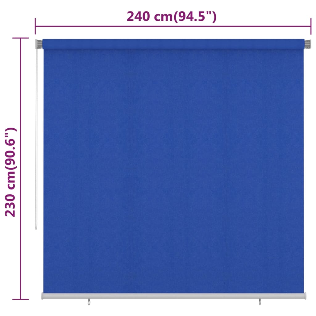 Rolgordijn voor buiten 245(B)x230(H) cm HDPE blauw