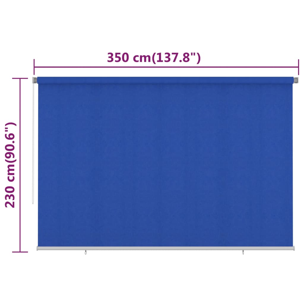 Rolgordijn voor buiten 355(B)x230(H) cm HDPE blauw