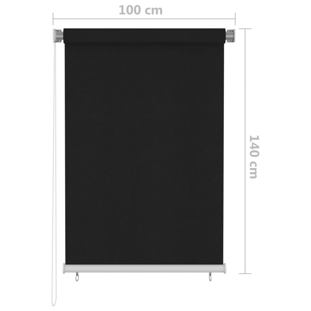 Rolgordijn voor buiten 105(B)x140(H) cm zwart