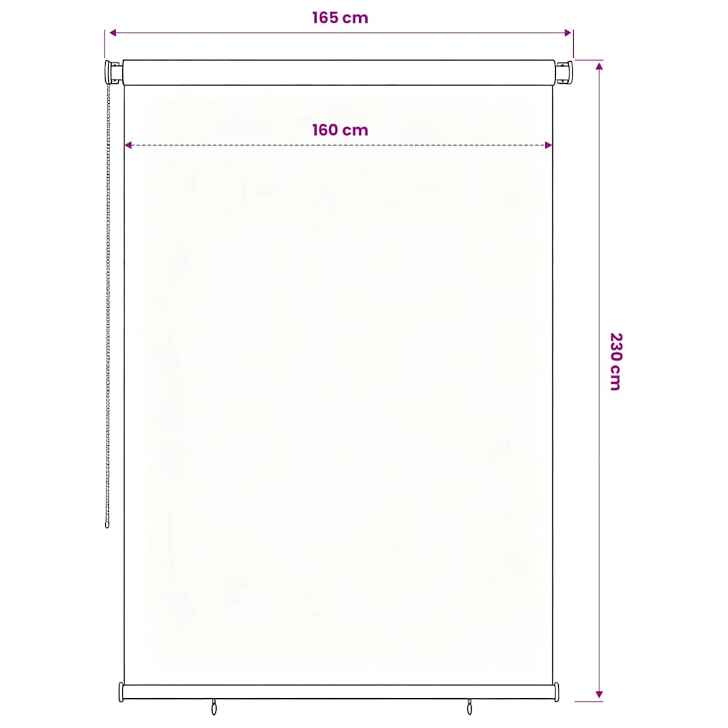 Rolgordijn voor buiten 165(B)x230(H) cm zwart