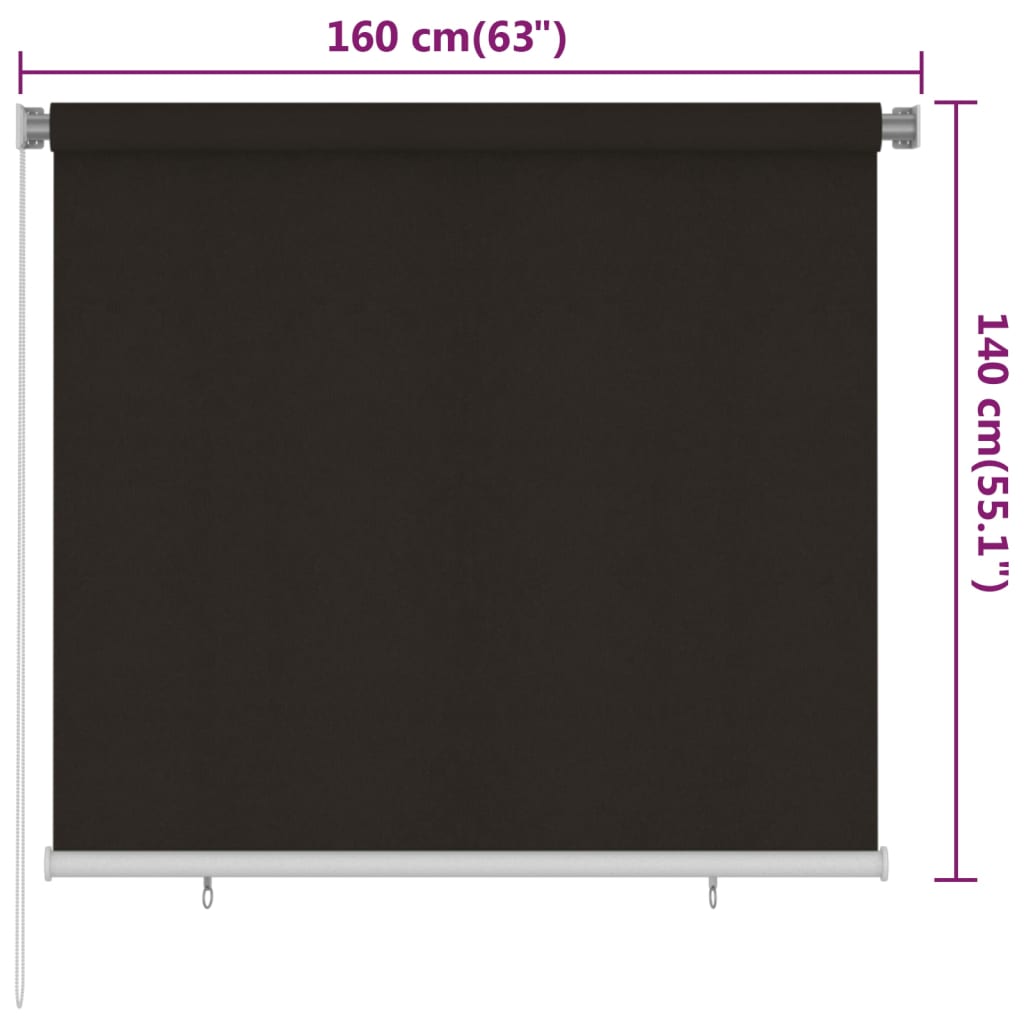 Rolgordijn voor buiten 165(B)x140(H) cm HDPE bruin
