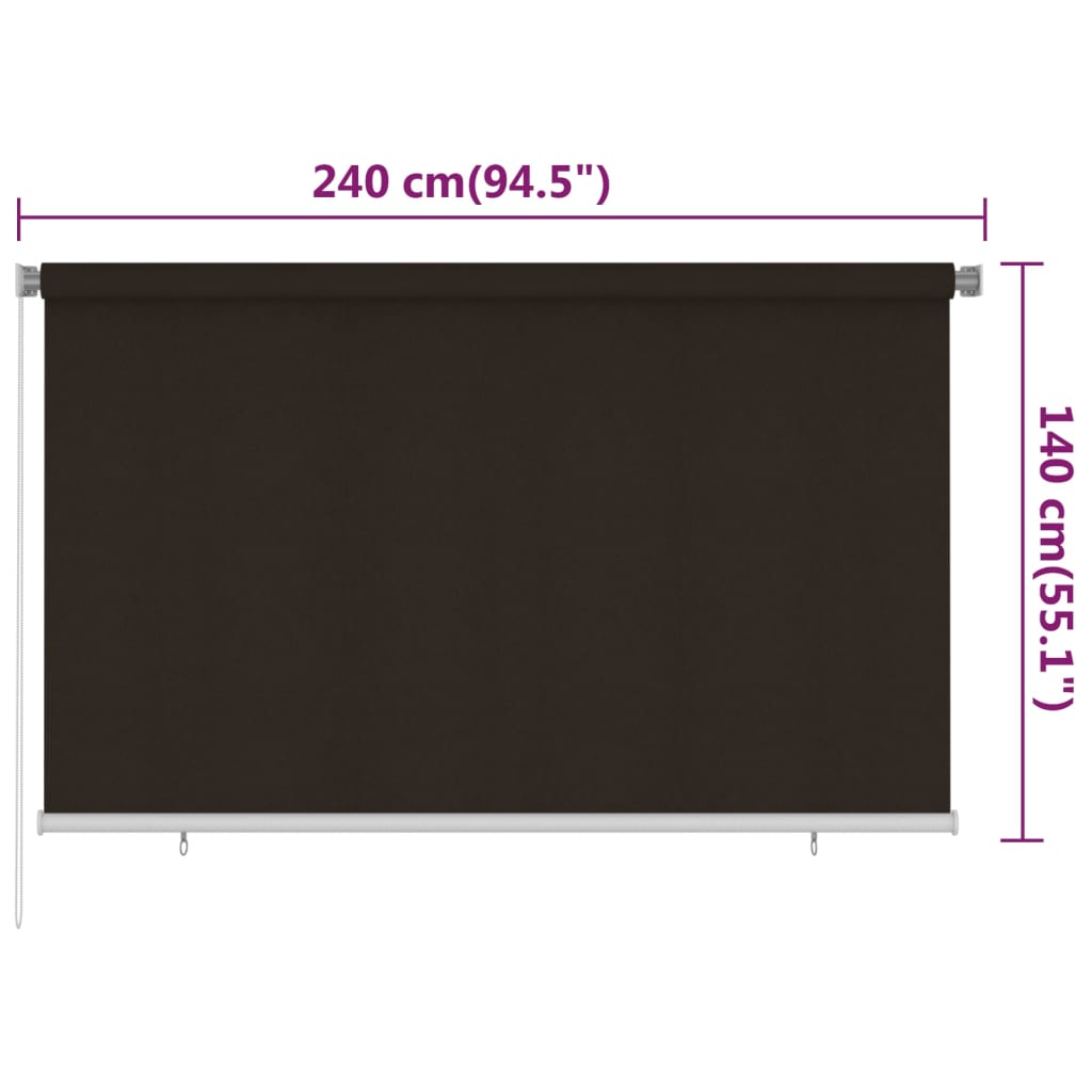 Rolgordijn voor buiten 245(B)x140(H) cm HDPE bruin