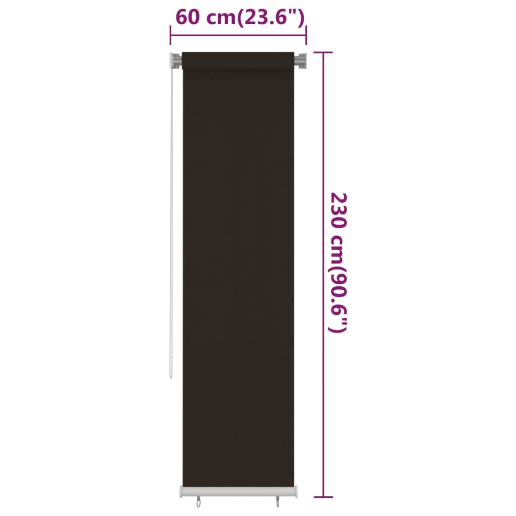 Rolgordijn voor buiten 65(B)x230(H) cm HDPE bruin