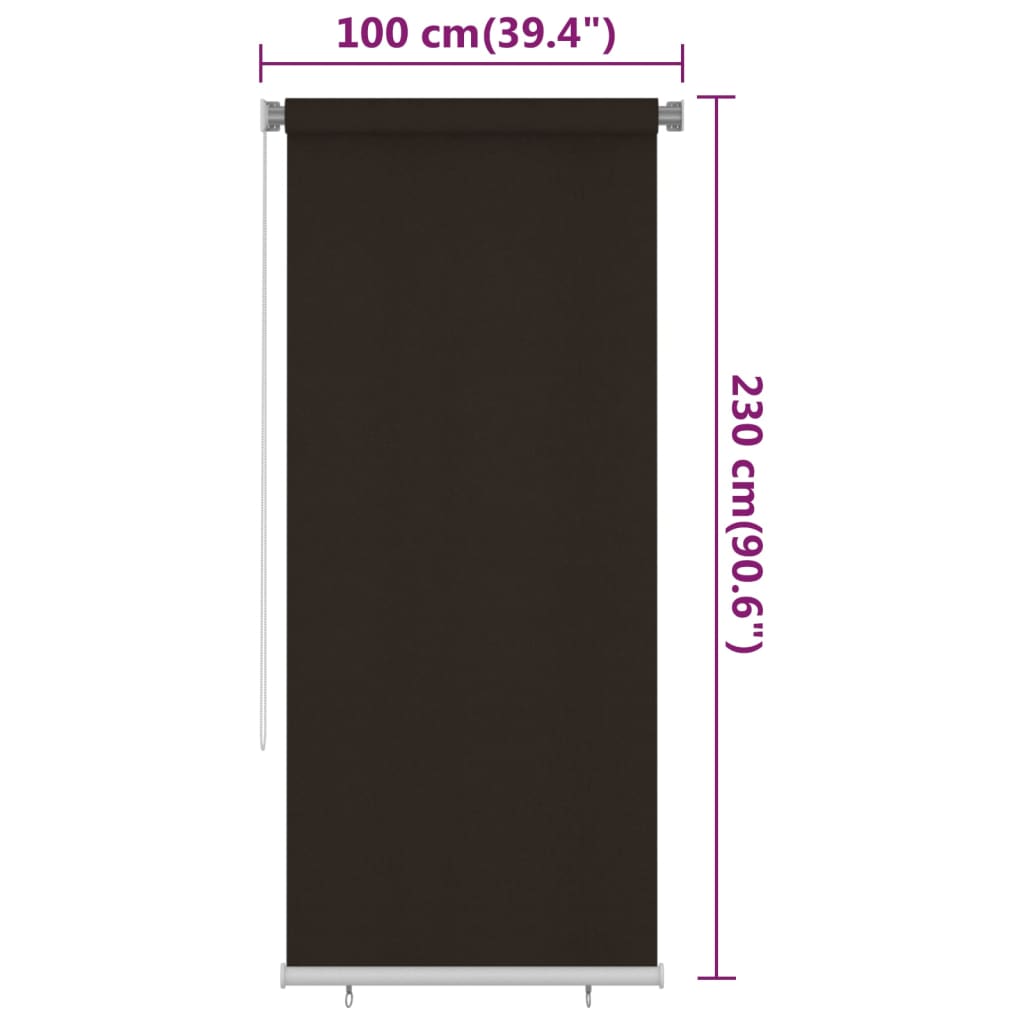 Rolgordijn voor buiten 105(B)x230(H) cm HDPE bruin