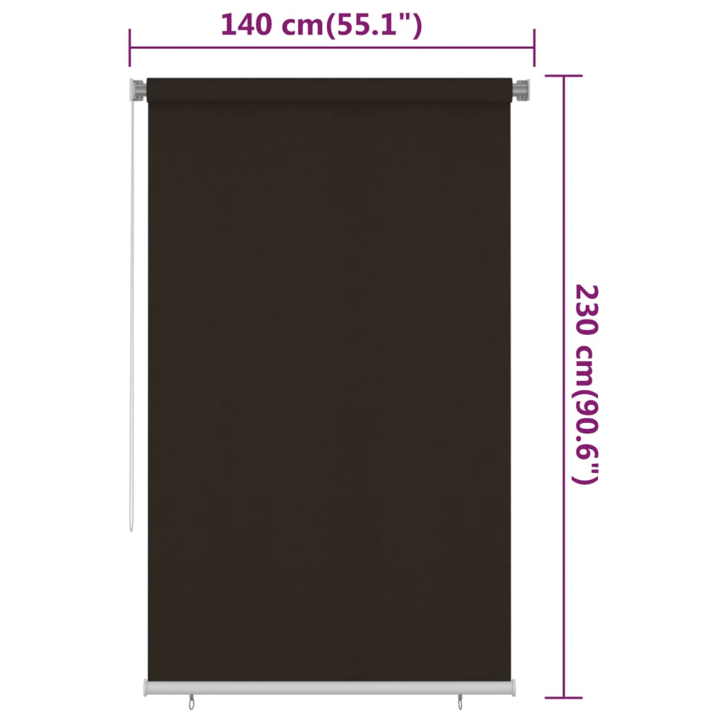 Rolgordijn voor buiten 145(B)x230(H) cm HDPE bruin