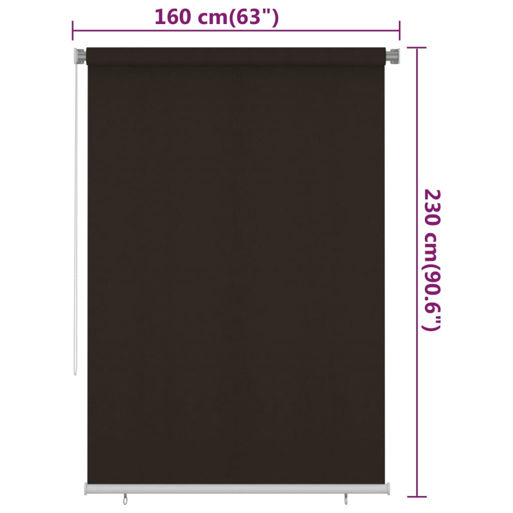 Rolgordijn voor buiten 165(B)x230(H) cm HDPE bruin
