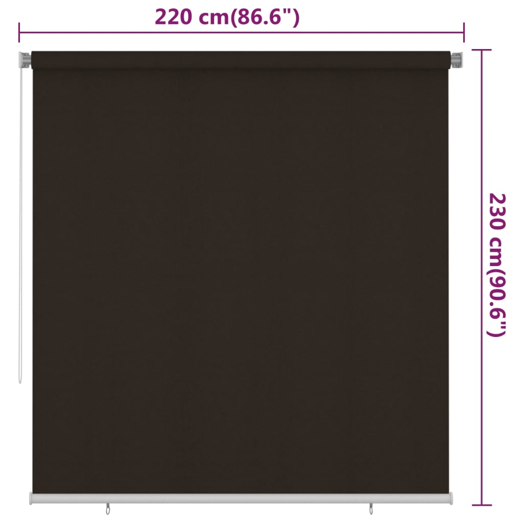 Rolgordijn voor buiten 225(B)x230(H) cm HDPE bruin