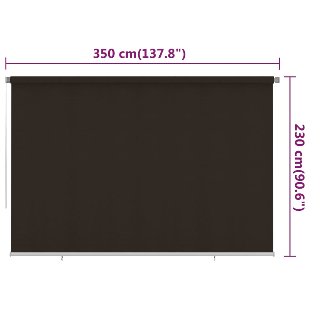 Rolgordijn voor buiten 355(B)x230(H) cm HDPE bruin