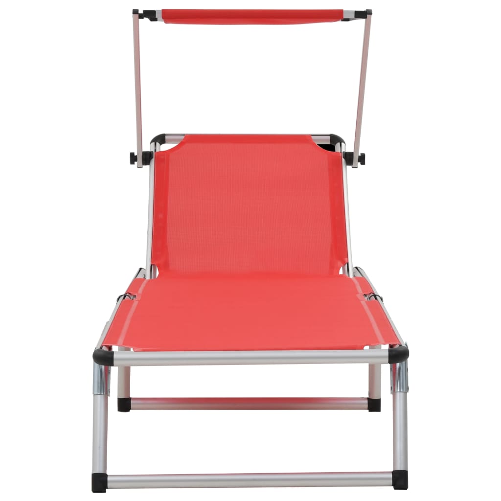 Ligbedden inklapbaar met dak 2 st aluminium en textileen rood