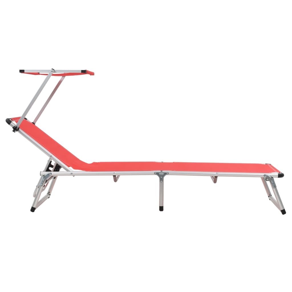 Ligbedden inklapbaar met dak 2 st aluminium en textileen rood
