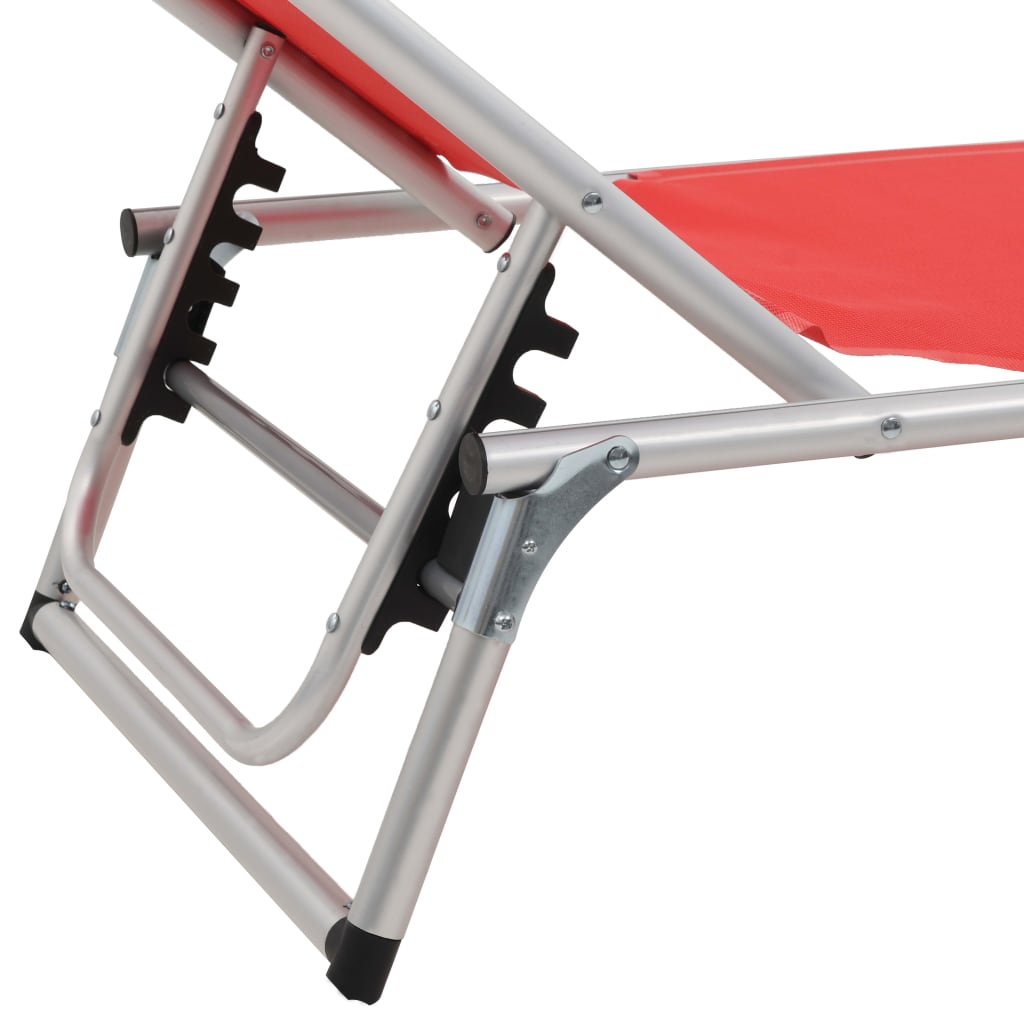 Ligbedden inklapbaar met dak 2 st aluminium en textileen rood