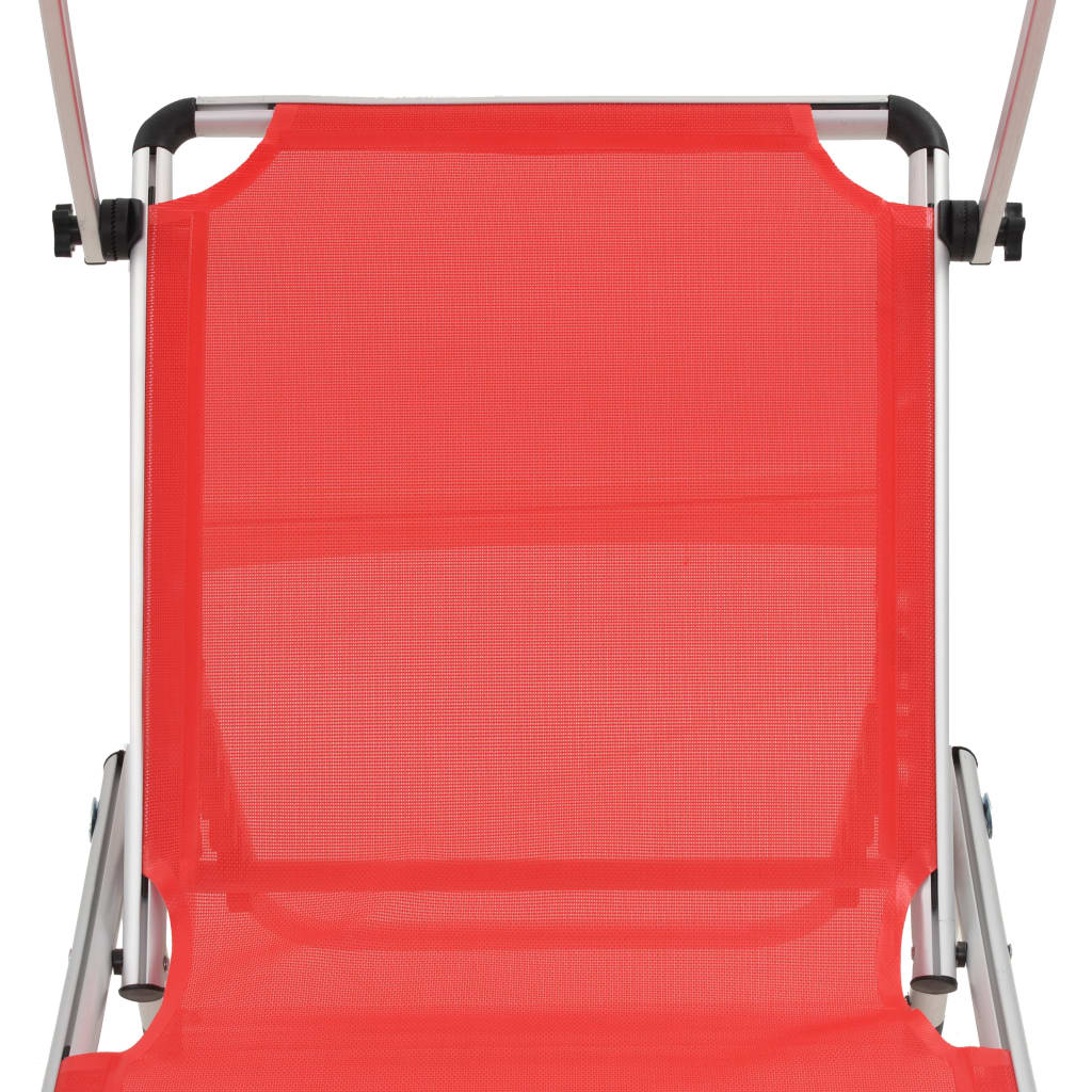 Ligbedden inklapbaar met dak 2 st aluminium en textileen rood