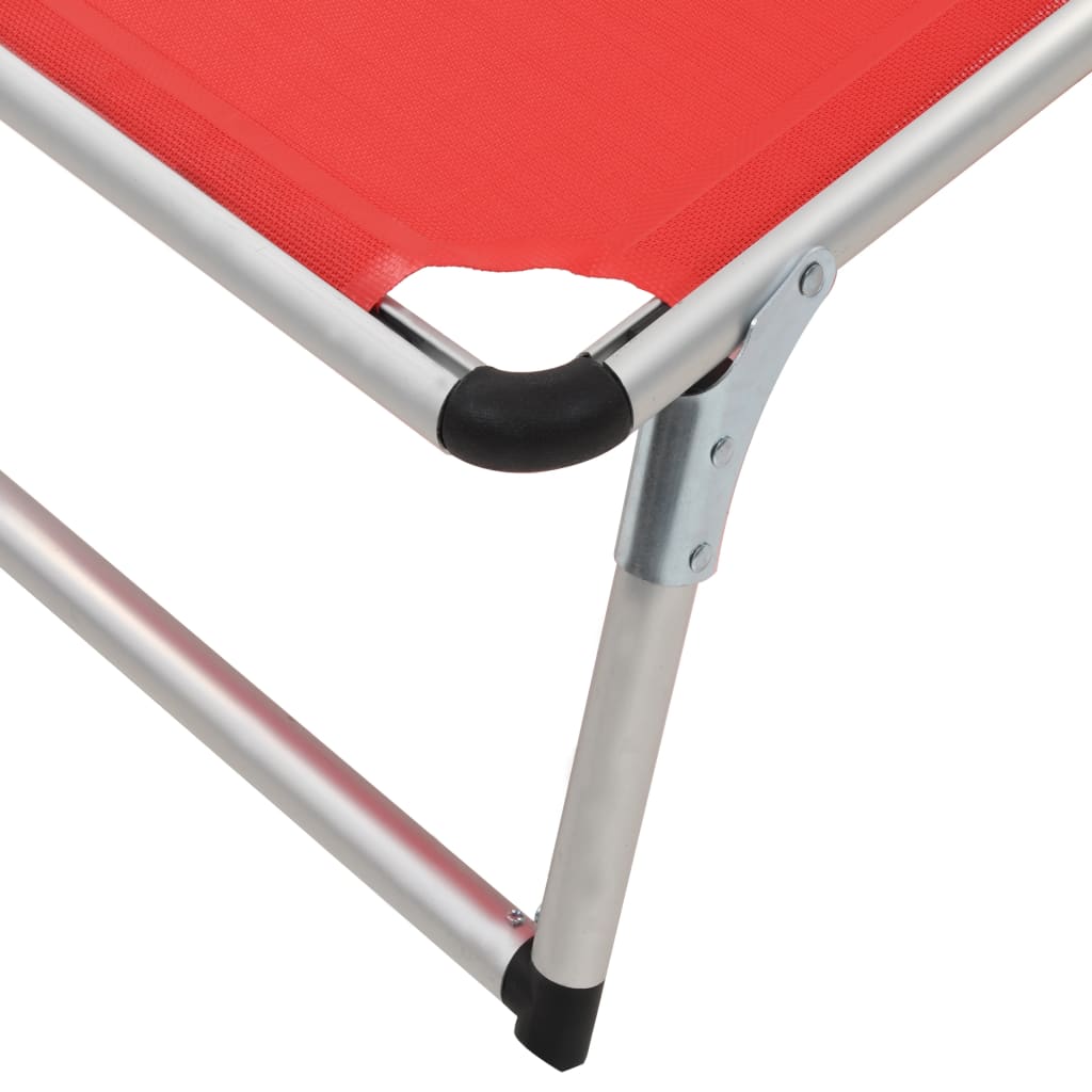 Ligbedden inklapbaar met dak 2 st aluminium en textileen rood