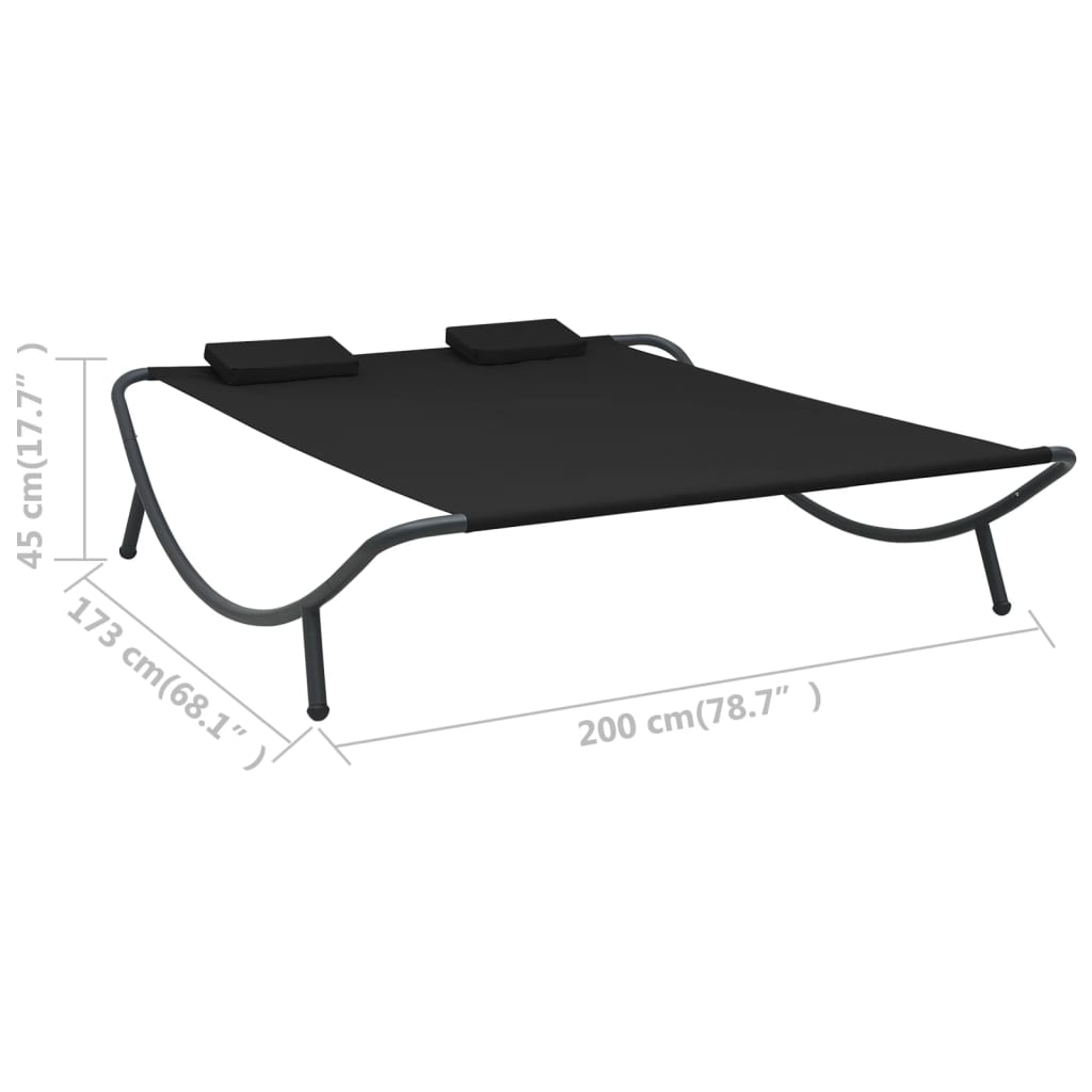 Loungebed stof zwart