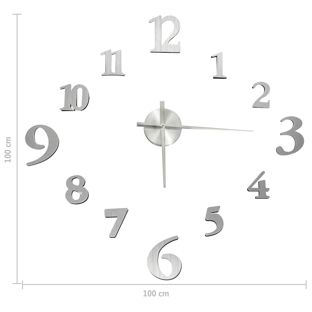 3D-wandklok modern XXL 100 cm zilverkleurig