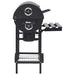 Barbecuevat met wielen en schappen 115x85x95 cm staal zwart