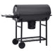Barbecuevat met wielen en schappen 115x85x95 cm staal zwart
