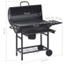 Barbecuevat met wielen en schappen 115x85x95 cm staal zwart