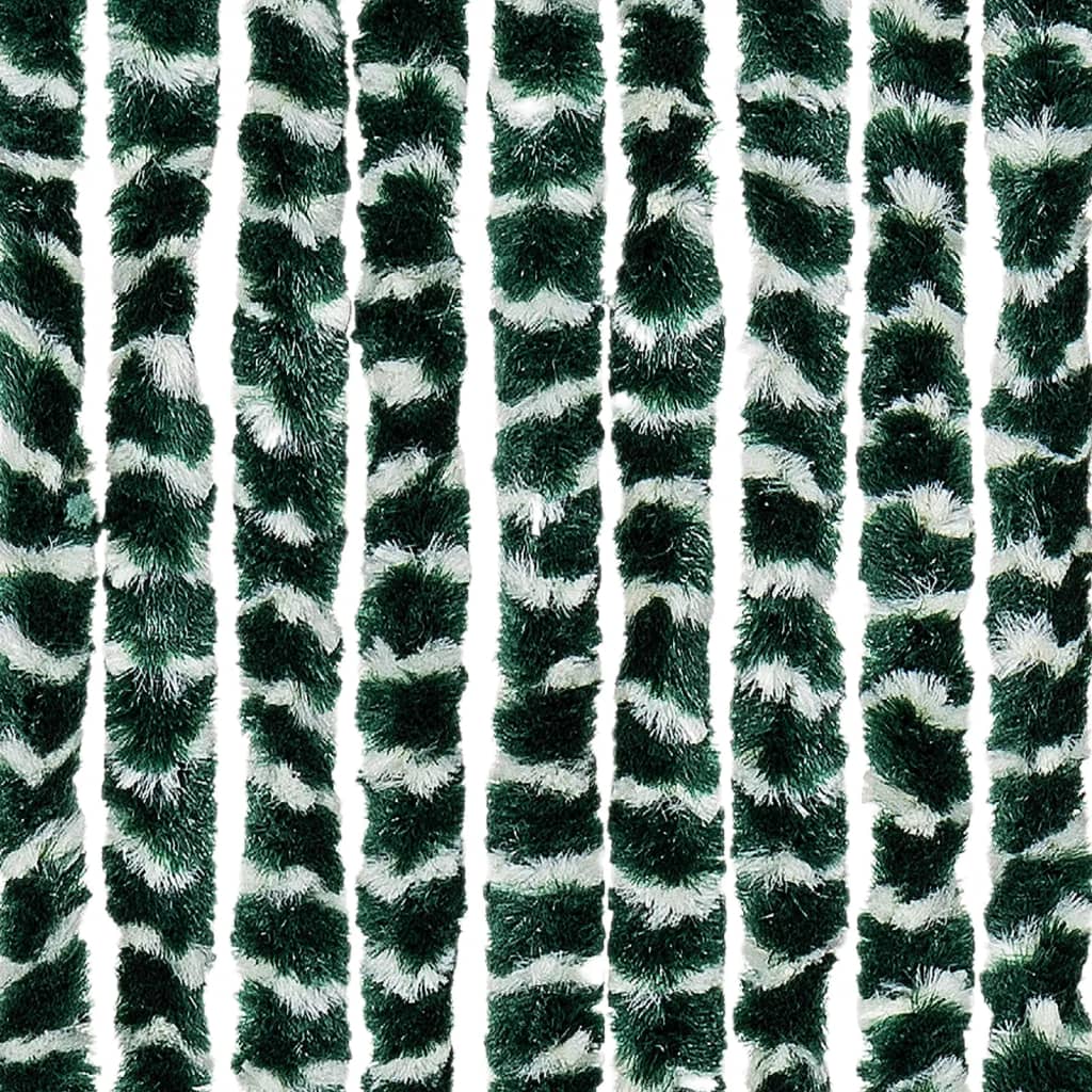 Vliegengordijn 56x185 cm chenille groen en wit