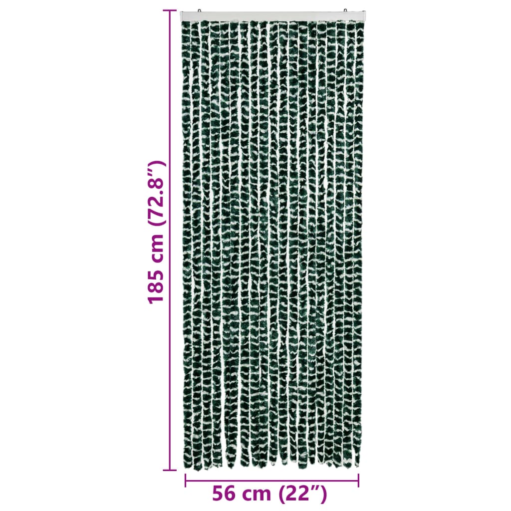 Vliegengordijn 56x185 cm chenille groen en wit