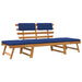Tuinbank Met Kussens 2-In-1 190 Cm Massief Acaciahout Blauw