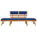 Tuinbank Met Kussens 2-In-1 190 Cm Massief Acaciahout Blauw