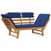 Tuinbank Met Kussens 2-In-1 190 Cm Massief Acaciahout Blauw