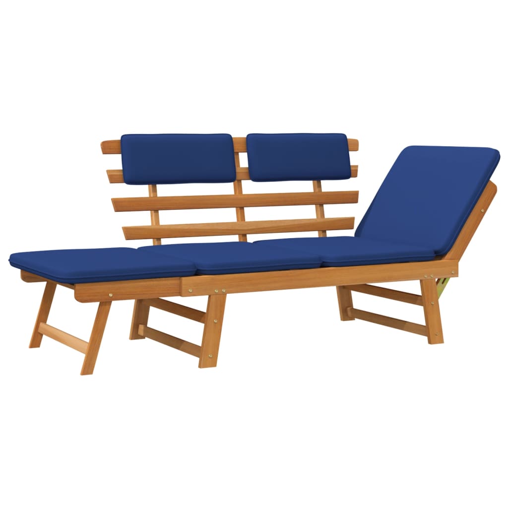 Tuinbank Met Kussens 2-In-1 190 Cm Massief Acaciahout Blauw