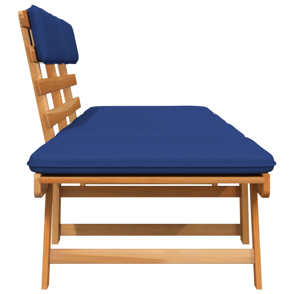 Tuinbank Met Kussens 2-In-1 190 Cm Massief Acaciahout Blauw