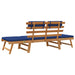 Tuinbank Met Kussens 2-In-1 190 Cm Massief Acaciahout Blauw