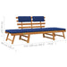 Tuinbank Met Kussens 2-In-1 190 Cm Massief Acaciahout Blauw